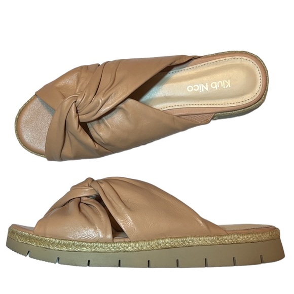 Klub Nico Shoes Klub Nico Nude Leather Espadrille Slide Sandals